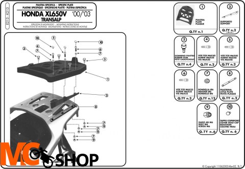 GIVI E213 ADAPTER HONDA XL 650V TRANSALP '00-07 GIVI E213 ADAPTER HONDA XL 650V TRANSALP '00-07