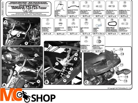 GIVI PLX351 stelaż boczny v35 do FZ6/ FAZER '04-06 GIVI PLX351 stelaż boczny v35 do FZ6/ FAZER '04-06
