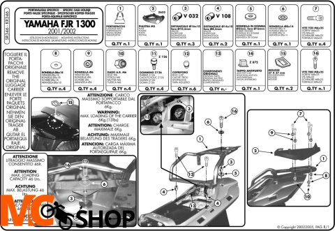 GIVI SR346 stelaż centralny FJR 1300 (01 > 05) GIVI SR346 stelaż centralny FJR 1300 (01 > 05)