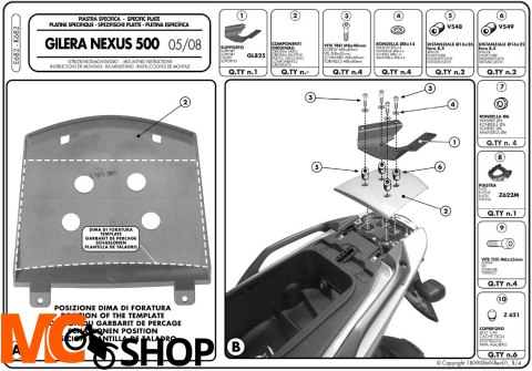 Givi E682 Adapter Monokey Gilera Nexus 500 05 Givi E682 Adapter Monokey Gilera Nexus 500 05