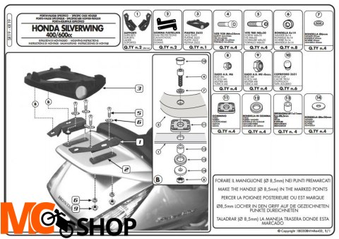 Givi SR19 Stelaż Monokey Honda Silver Wing 600/400 01- Givi SR19 Stelaż Monokey Honda Silver Wing 600/400 01-