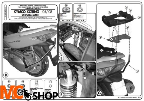 Givi SR89 Stelaż MONOKEY-Kymco Xciting 250-300-500 05-09. Givi SR89 Stelaż MONOKEY-Kymco Xciting 250-300-500 05-09.