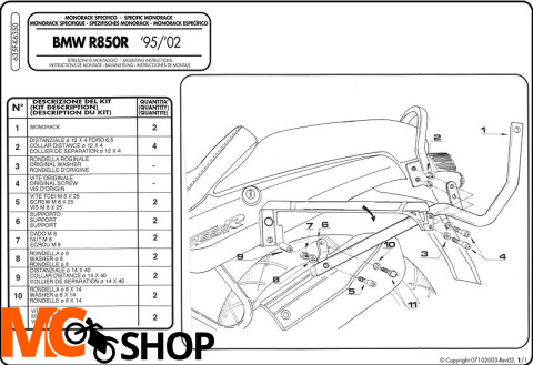 Stelaż Givi 635f BMW R850R (95-02), R1100R (95-01)