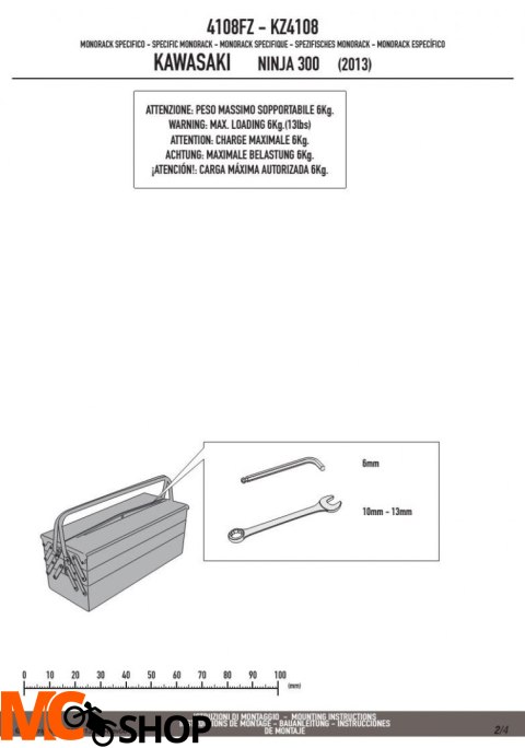 GIVI 4108FZ STELAŻ CENTRALNY KUFRA KAWASAKI NINJA300 (13)