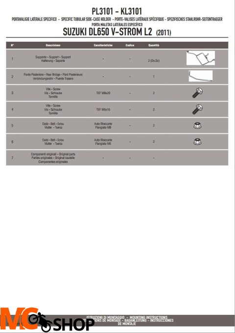 GIVI PL3101 mocowanie boczne SUZUKI DL650