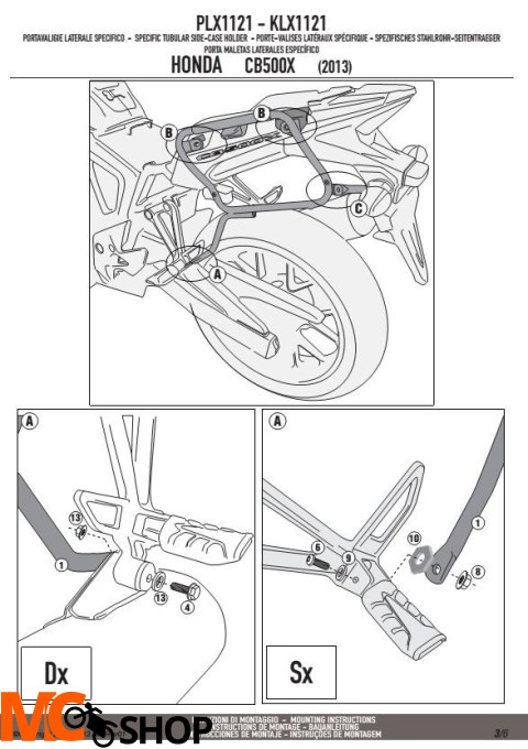 GIVI PLX1121 stelaż boczny V35 HONDA CB 500X (13)