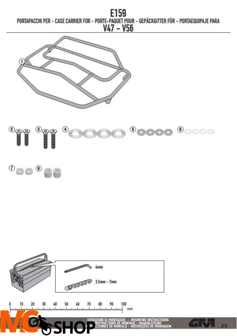 GIVI E159 BAGAŻNIK GÓRNY KUFRA V47, V56 GIVI E159 BAGAŻNIK GÓRNY KUFRA V47, V56