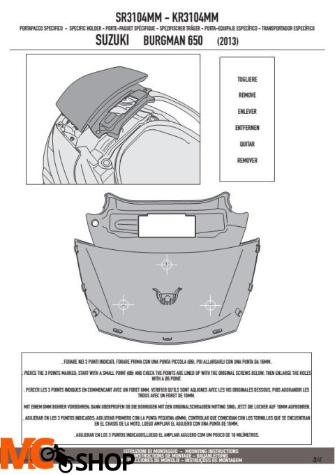 GIVI SR3104MM Mocowanie centralne monolock Suzuki AN 650 Burgman Executive (02-12), Burgman 650 / 650 Executive (13-14) GIVI SR3104MM Mocowanie centralne monolock Suzuki AN 650 Burgman Executive (02-12), Burgman 650 / 650 Executive (13-14)