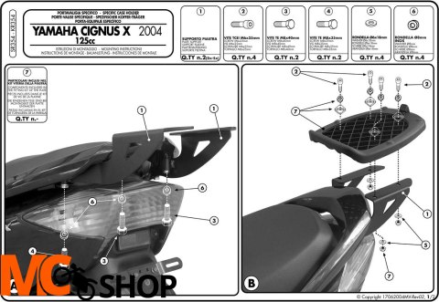 GIVI SR354 Stelaż centralny Cignus X GIVI SR354 Stelaż centralny Cignus X