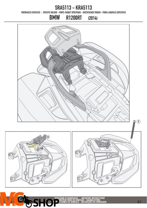 GIVI SRA5113 stelaż centralny ALU do R1200 RT