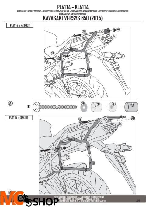 GIVI PL4114 stelaż boczny MONOKEY VERSYS 650 (15-17) 