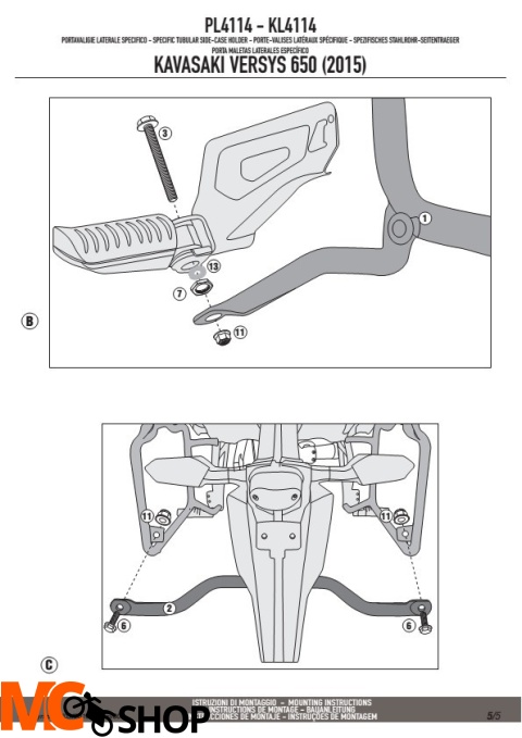 GIVI PL4114 stelaż boczny MONOKEY VERSYS 650 (15-17) 