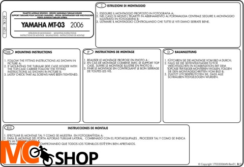 GIVI T129 uchwyt sakw do YAMAHA MT-03 600 (06-14)