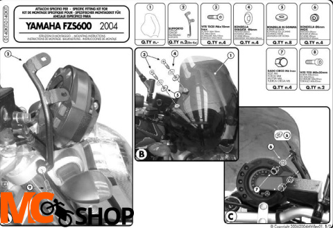 Kappa D140KIT Moc. Szyby Yamaha Fz 6 (Naked) (04-06)