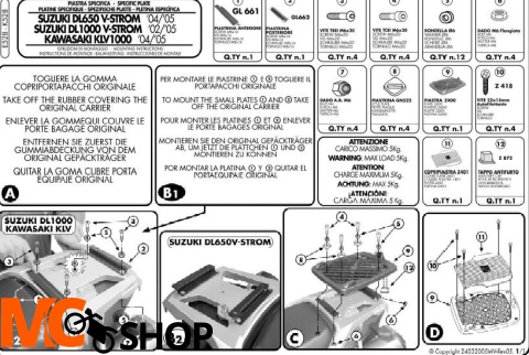 Kappa K528 Stelaż centr. Suzuki KAWASAKI- Klv 1000
