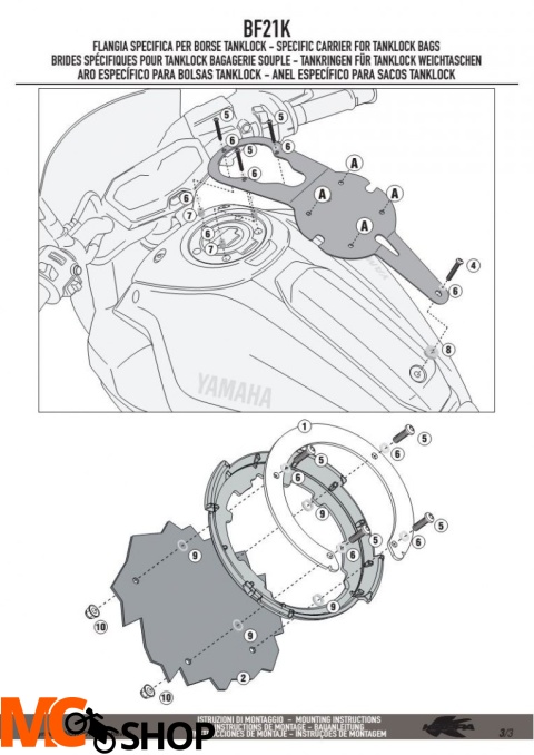 Kappa BF21K Pierścień mocujący tanklock Yamaha MT-07 Kappa BF21K Pierścień mocujący tanklock Yamaha MT-07