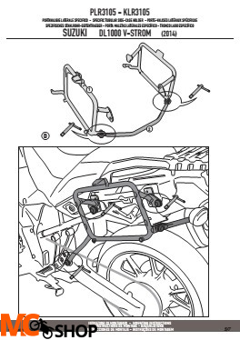 KAPPA KLR3105 STELAŻ boczny SUZUKI DL1000 V-STROM '14 do kufrów K-Venture