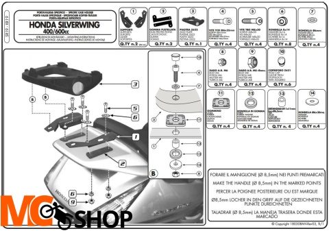 Kappa KR19 Stelaż centralny Honda Silver Wing 600