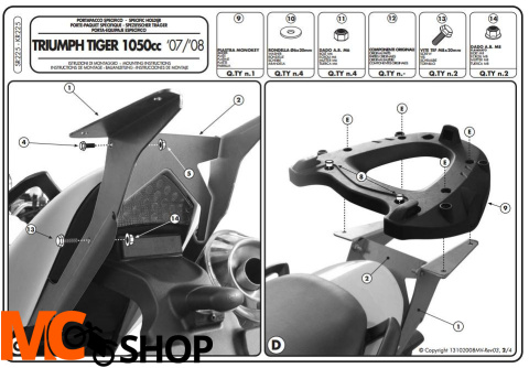 Kappa KR225 Stelaż centralny Triupmph Tiger 1050