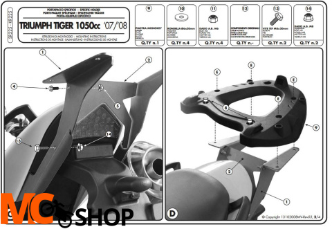 Kappa KR225 Stelaż centralny Triupmph Tiger 1050