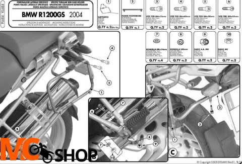 Kappa KL684 Stelaż boczny Bmw R 1200 Gs (04 > 09)