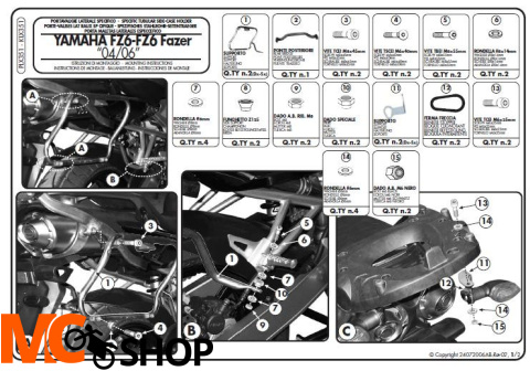 Kappa KLX351 stelaż boczny v35 do FZ6/ FAZER '04-06