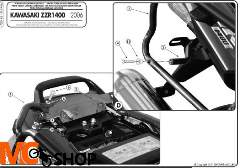 Kappa KLX446 stelaż boczny v35 ZZR 1400 /ZX 14 (06 > 11)