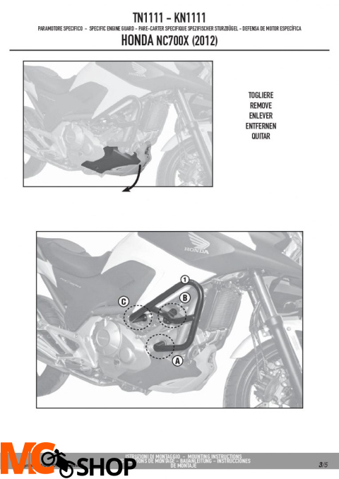 Kappa KN1111 Osłony Silnika Honda NC700X