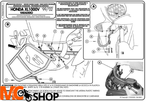 Kappa KN25 Gmole Honda Xl 1000V Varadero (99-02) Kappa KN25 Gmole Honda Xl 1000V Varadero (99-02)