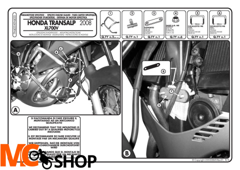 Kappa KN455 Osłony Silnika Honda Xl 700V Transalp Kappa KN455 Osłony Silnika Honda Xl 700V Transalp