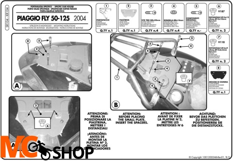 Kappa KR104 Stelaż Centralny Piaggio FLY
