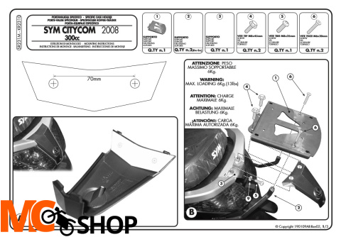 Kappa KR2310 Stelaż Centr. SYM Citycom 300 (08)