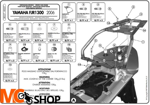 Kappa KR357 Stelaż centralny Yamaha Fjr 1300 (06 > 09)