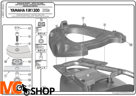 Kappa KR357 Stelaż centralny Yamaha Fjr 1300 (06 > 09)