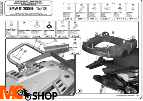 Kappa KR689 Stelaż centtralny Bmw R 1200 Gs (04 > 09)