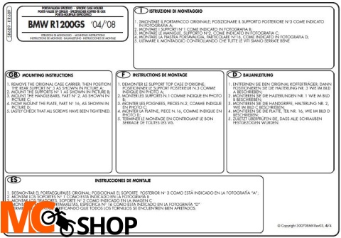 Kappa KR689 Stelaż centtralny Bmw R 1200 Gs (04 > 09)