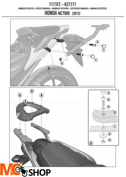 Kappa KZ1111 STELAŻ centralny HONDA NC700X