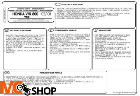 Kappa KZ166 Stelaż Kufra Centralnego Honda Vfr 800 Vtec (02 > 09)
