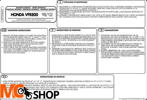 Kappa KZ257 Stelaż Kufra Centralnego Honda Vfr 800 (98 > 01)