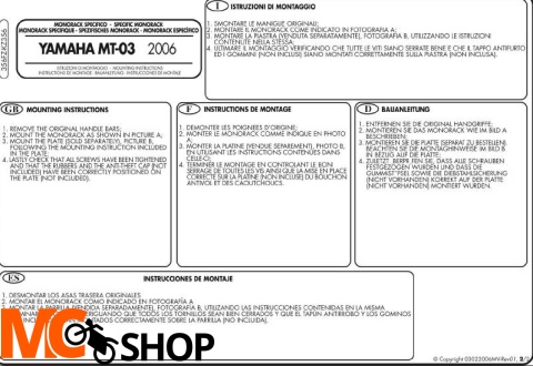 Kappa KZ356 Stelaż centralny Yamaha Mt 03 600 (06 > 09)