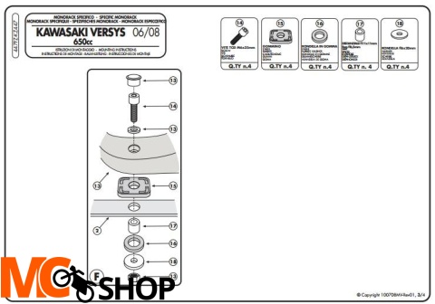 KAPPA KZ447 STELAŻ centralny VERSYS 650 (06-09)