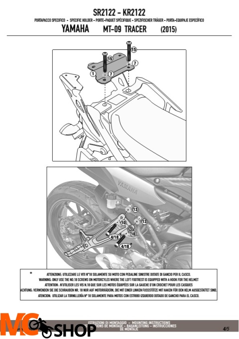 KAPPA KR2122 STELAŻ Centralny YAMAHA MT-09 TRACER (15)