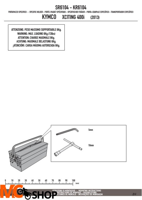 KAPPA KR6104 STELAŻ centr. KYMCO XCITING 400I '13