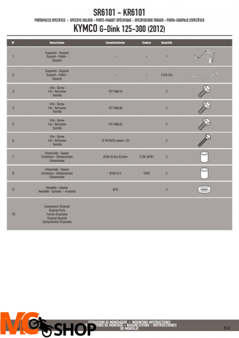 KAPPA KR6101 STELAŻ Centr. KYMCO G-DINK 125-300 (12-14)