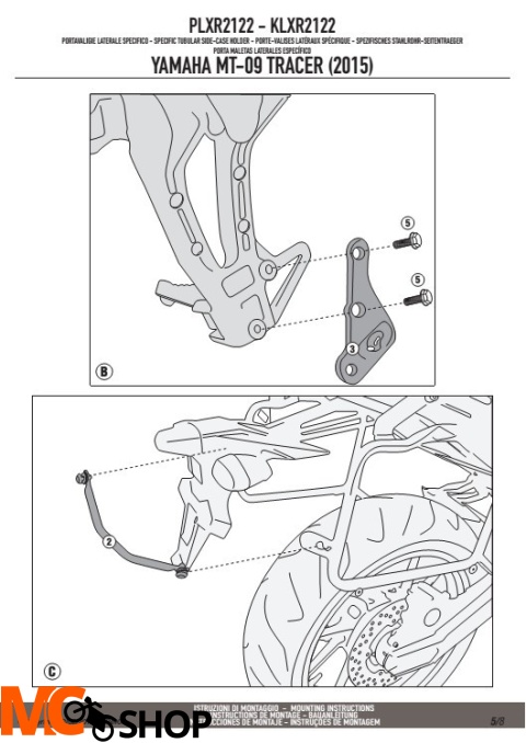 KAPPA KLXR2122 STELAŻ boczny YAMAHA MT-09 TRACER (2015) Z SYSTEMEM SZYBKIEGO DEMONTAŻU 
