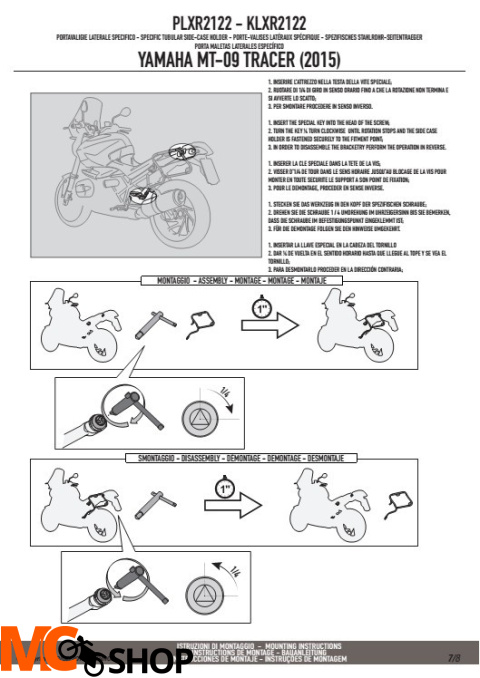 KAPPA KLXR2122 STELAŻ boczny YAMAHA MT-09 TRACER (2015) Z SYSTEMEM SZYBKIEGO DEMONTAŻU 