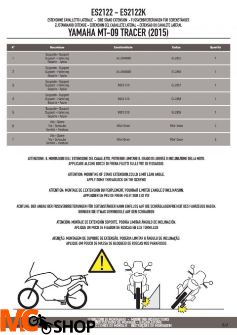 KAPPA ES2122K POSZERZENIE STOPKI YAMAHA MT-09 850 TRACER (2015)