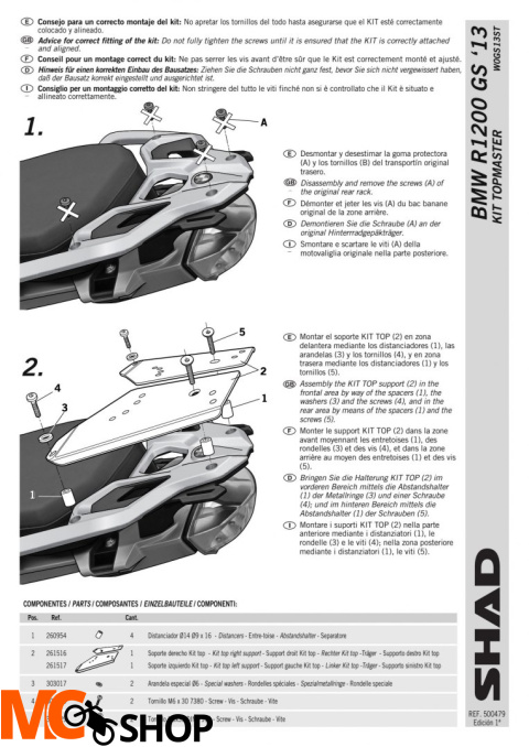 STELAŻ KUFRA TYŁ SHAD BMW R1200 GS - 13/15