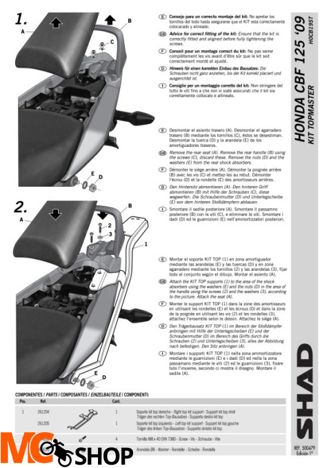 STELAŻ KUFRA TYŁ SHAD HONDA CBF 125 - 08/14 STELAŻ KUFRA TYŁ SHAD HONDA CBF 125 - 08/14
