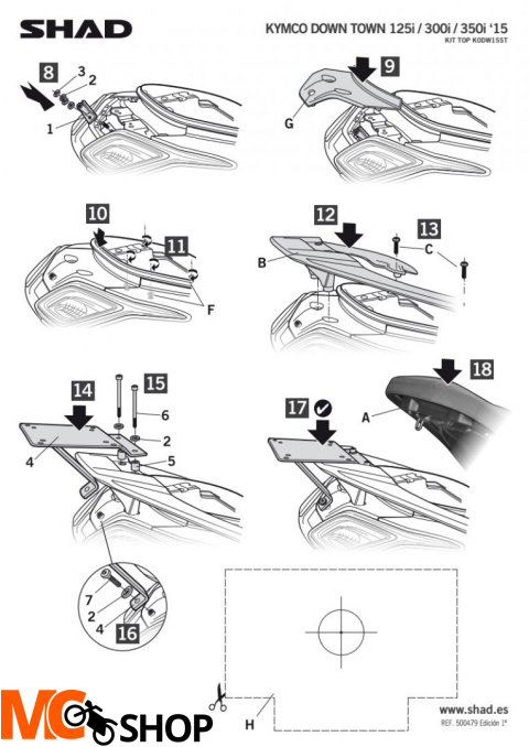 STELAŻ SHAD KSHK0DW15ST KYMCO 125/300/350 - 15/16 STELAŻ SHAD KSHK0DW15ST KYMCO 125/300/350 - 15/16